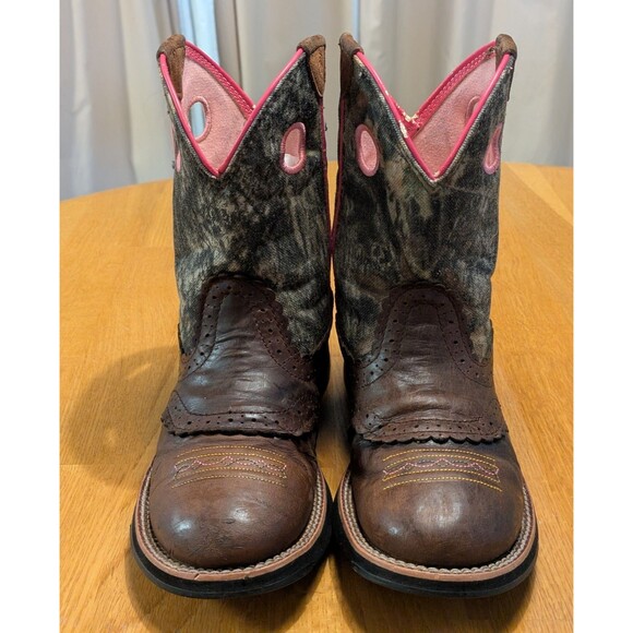 Ariat Fatbaby Western Camo Brown Leather Ranch Cowboy Boots 10006854 Womens 7B - Picture 3 of 11